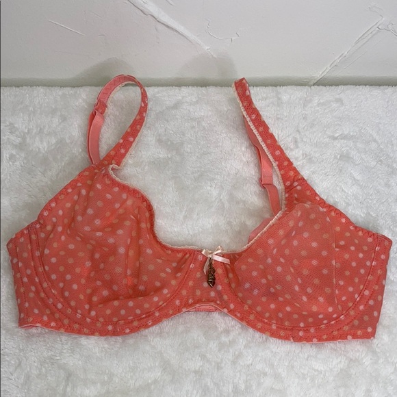 Betsey Johnson Polka Dot Underwire Bra in Coral - Picture 1 of 4